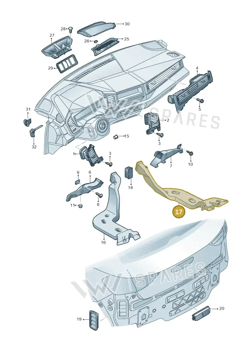 2Q0819806 — Audi A1 sportback 1.0 (2018-) diagram 592819100, position 17