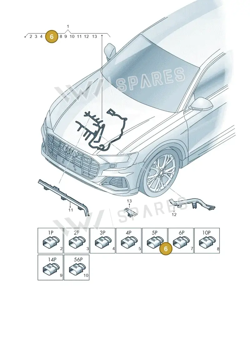 3AA973705 — Audi Q8 Quattro 3,0 (2018-) diagram 429971410, position 6
