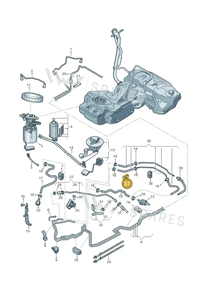 3B0133687A — Audi RS4 Av. qu. 4.2 (2012-2015) diagram 620201400, position 37