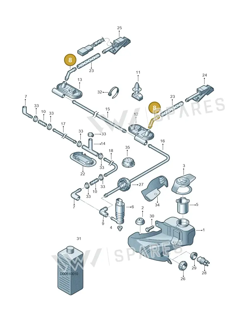 3B0955665 — Audi RS4 AV. QU. (2000-2001) diagram 195955100, position 8