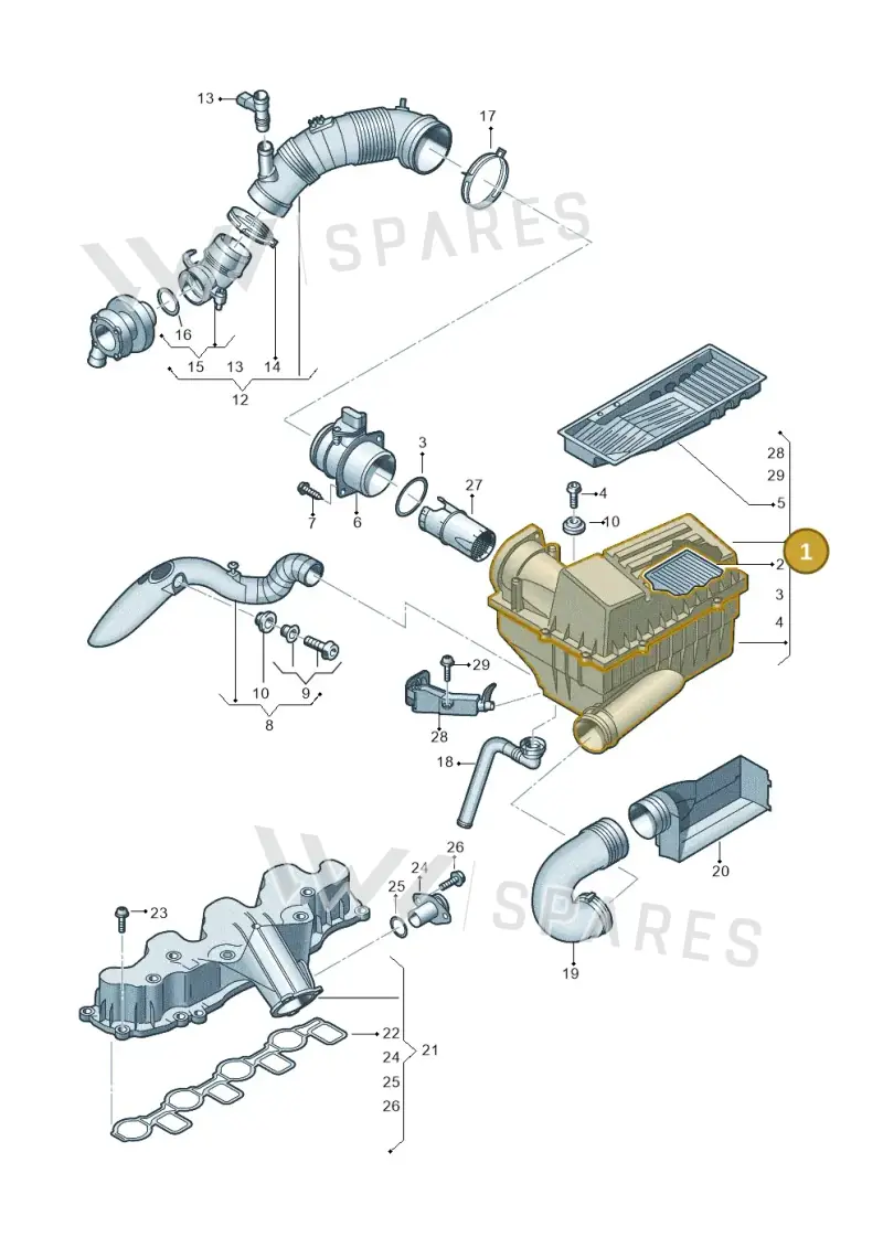3C0129607BD — Audi A3 Sportback (2008-2013) diagram 737129410, position 1