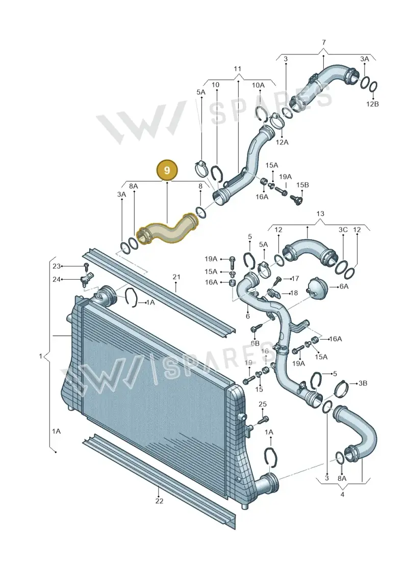 3C0145834M — Audi A3/S3/Sportb./qu. 08 (2007-) diagram 638145087, position 9