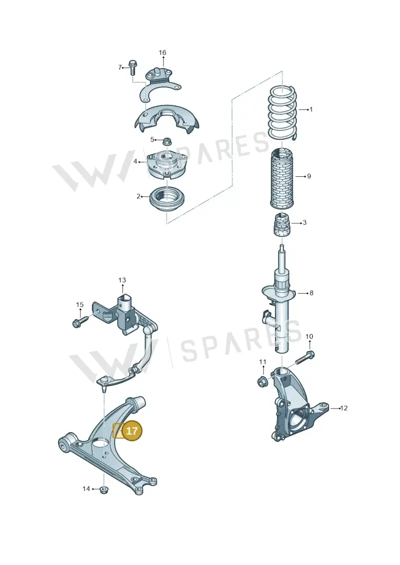 3C0407151G — Audi Q3 quattro (2011-2015) diagram 645411100, position 17