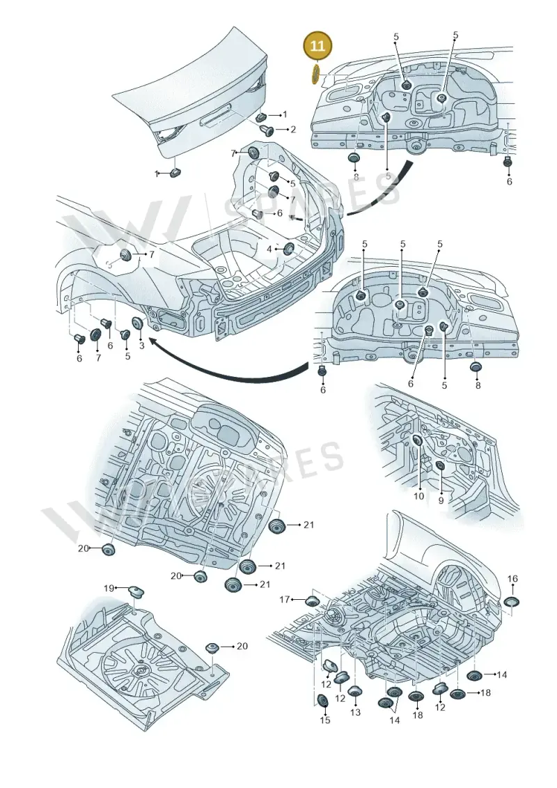 3C0971908 — Audi A3 Cabrio (2016-2020) diagram 778803350, position 11