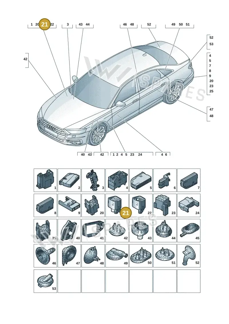 3C0973721 — Audi A8L (2017-2022) diagram 838971081, position 21