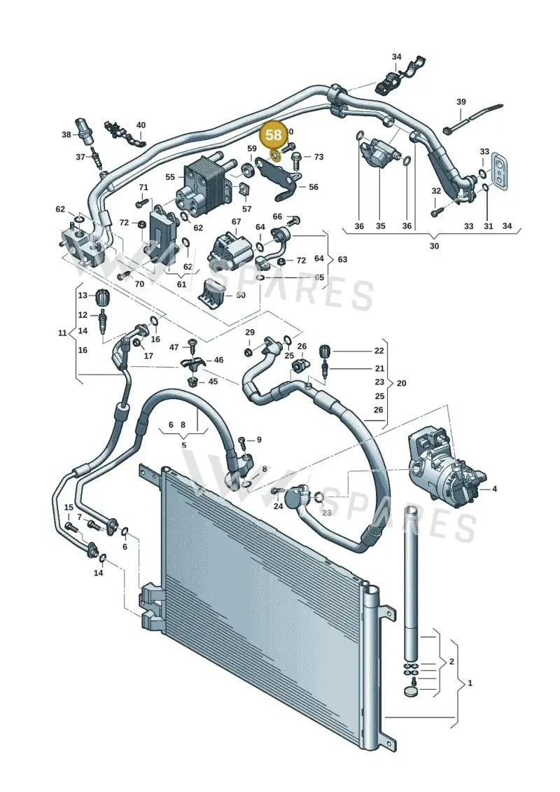 3D0422121 — Audi A3 Sportback (2019-2021) diagram 596260702, position 58
