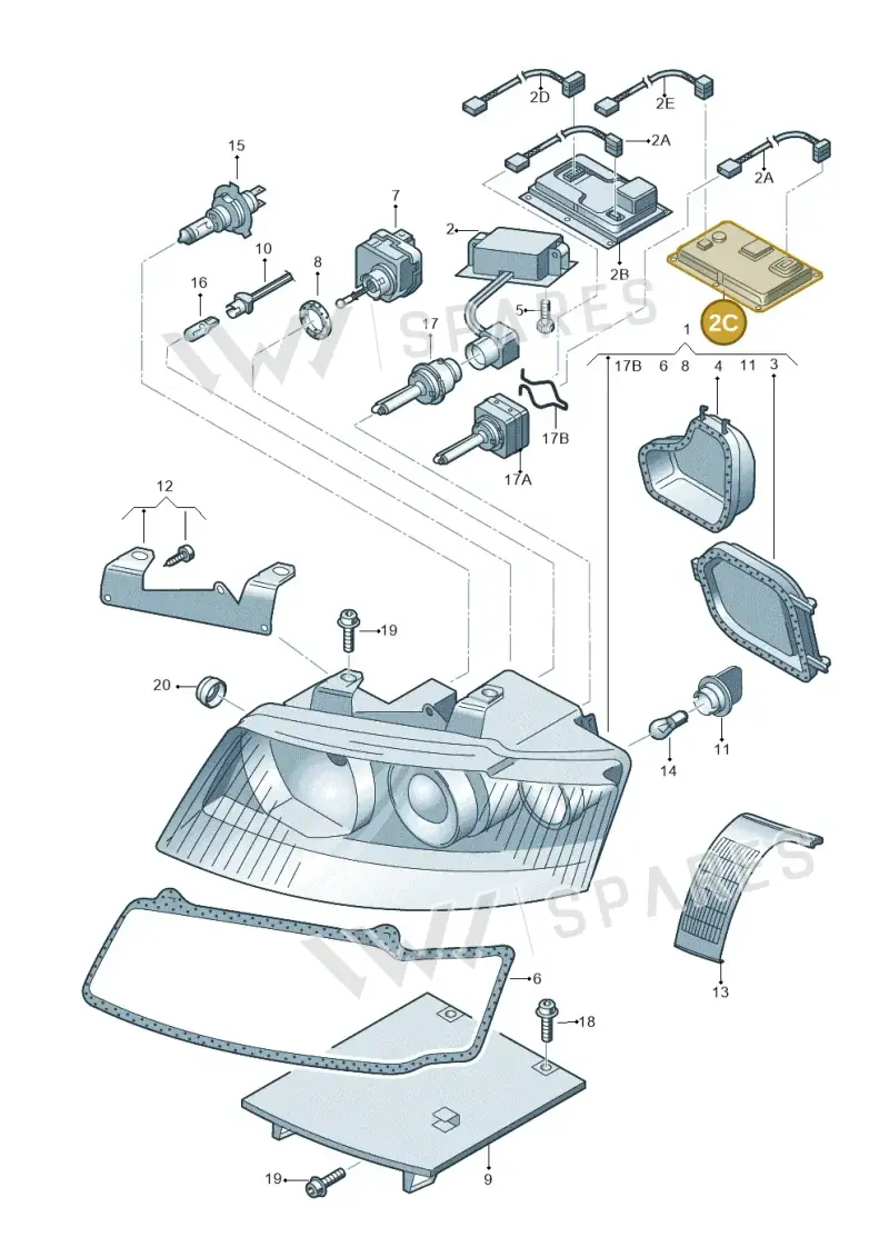 3D0907391B — Audi A4/S4/Av./qu. (2001-2004) diagram 249941200, position 2C