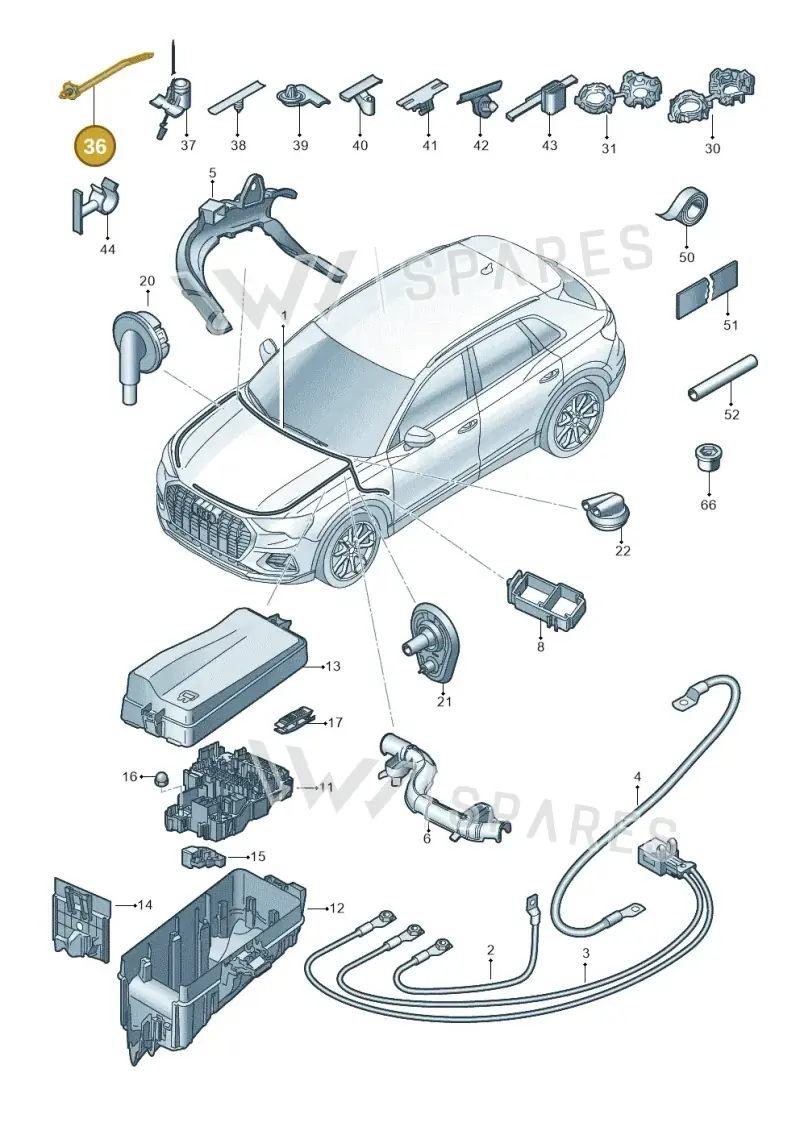 3D0971838K — Audi Q4 Sportback (2021-2022) diagram 89a971850, position 36