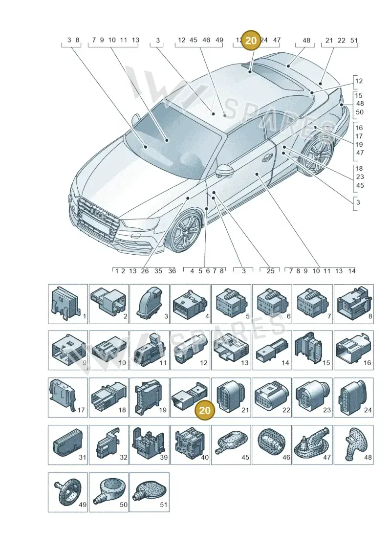 3D0973332 — Audi A3 Cab. 1.4 (2013-2016) diagram 778971790, position 20