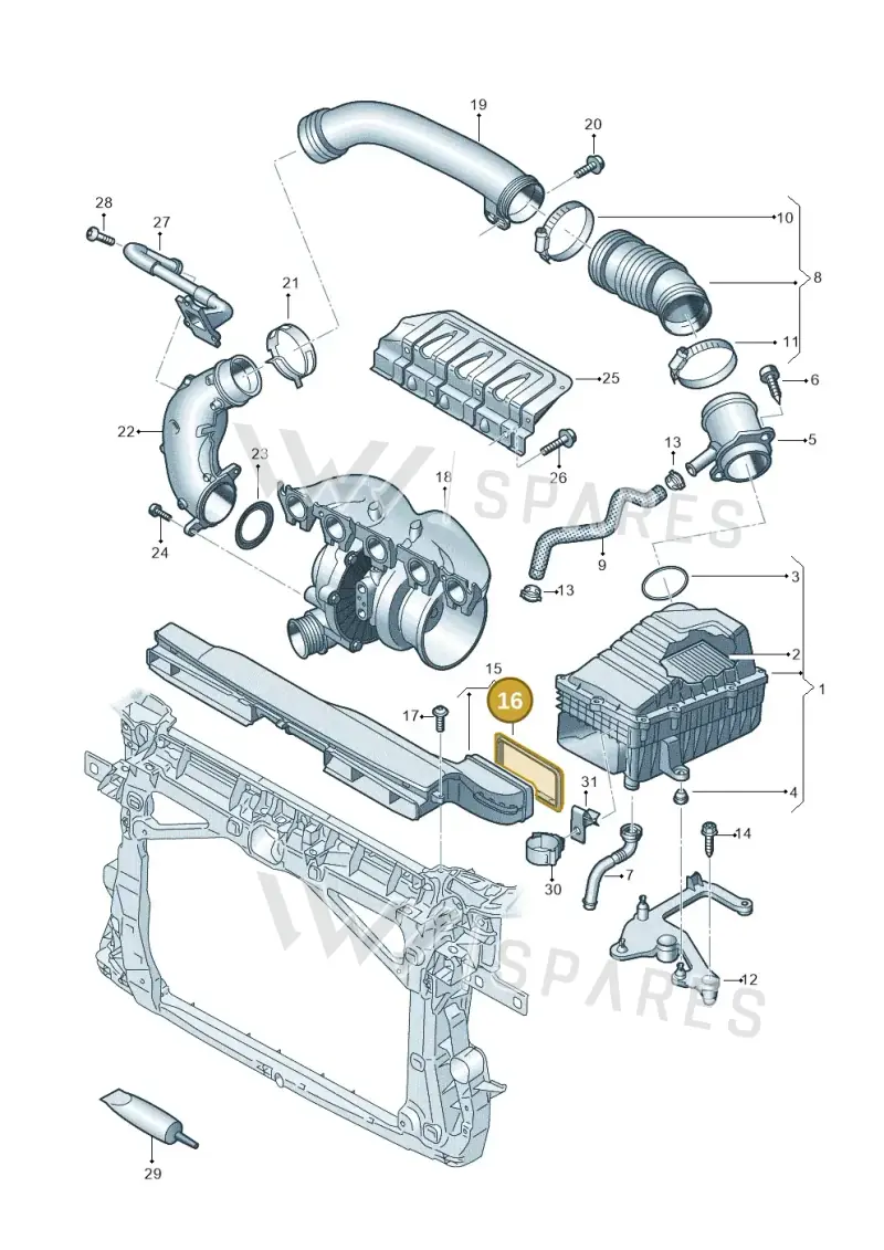 3Q0129281 — Audi RSQ3 Sportback (2019-2024) diagram 898133300, position 16