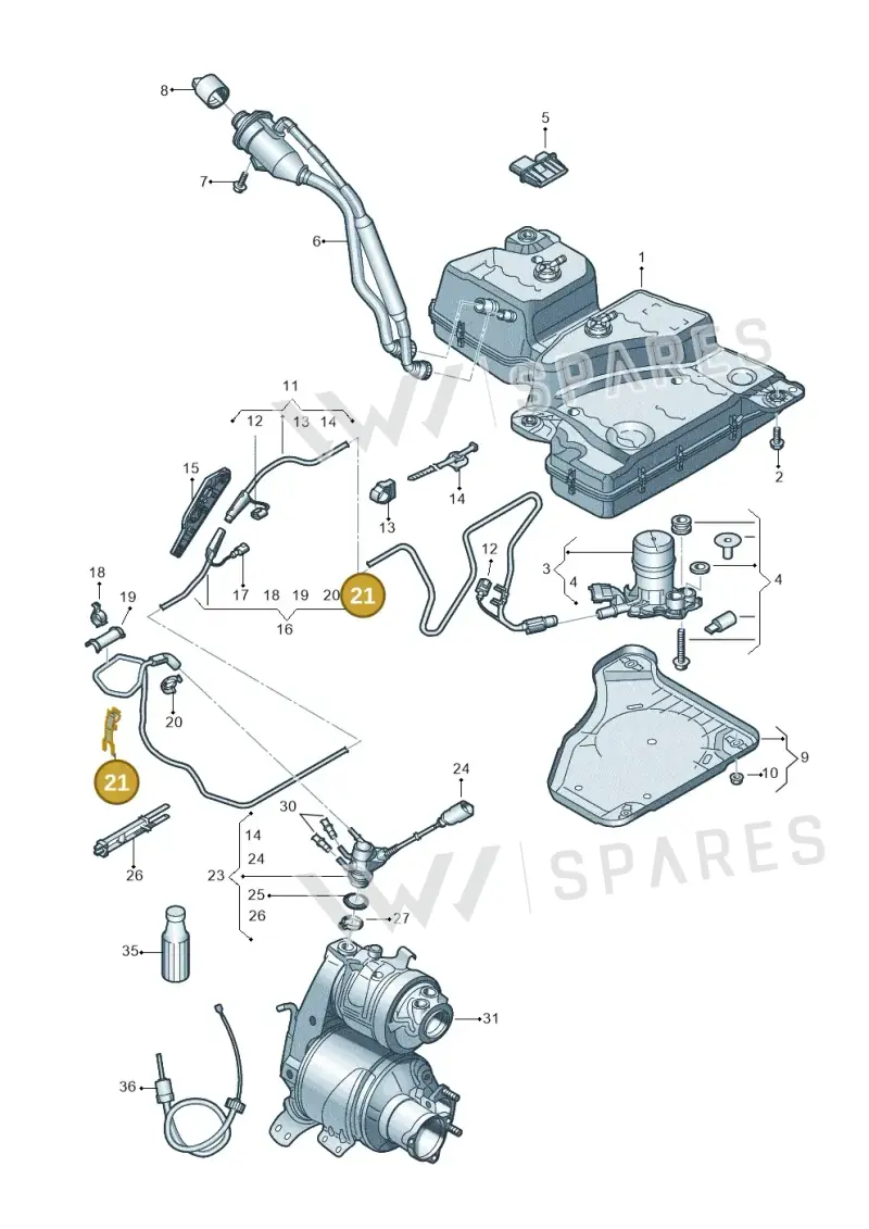 3Q0131645 — Audi Q3 quattro (2018-2019) diagram 884253560, position 21