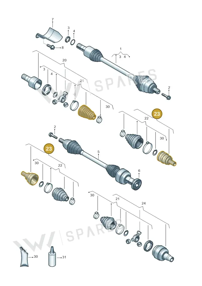 3Q0498099E — Audi RSQ3 Sportback (2019-2024) diagram 884407700, position 23