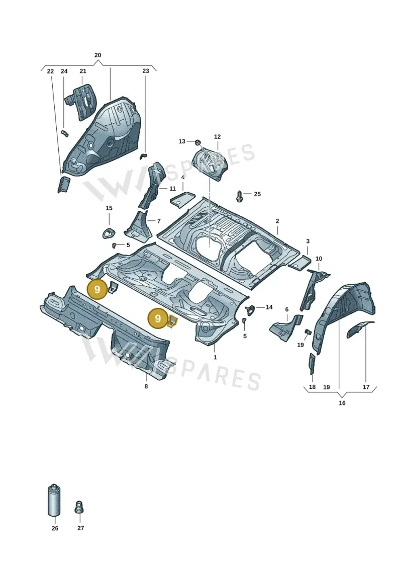3WA805603 — Audi A3 Sportback (2019-2021) diagram 596803053, position 9