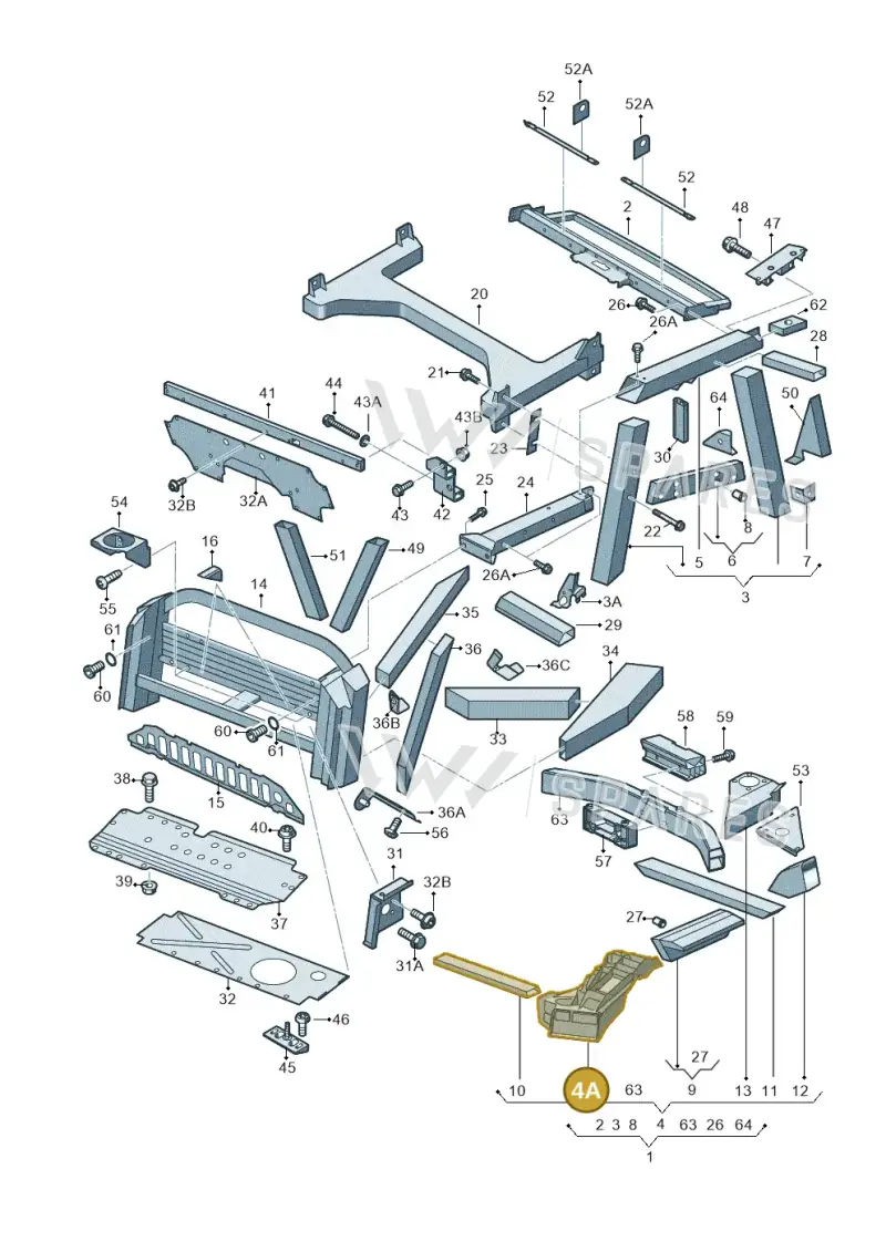 420801193P — Audi R8 qu. 5.2 (2012-2015) diagram 618813000, position 4A