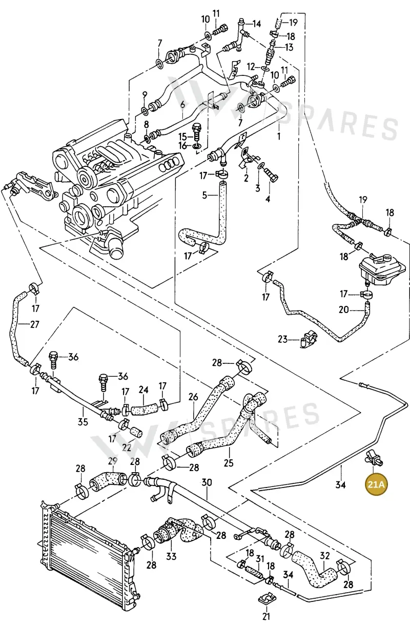 431616823B — Audi A8 (1996-1998) diagram 153121620, position 21A