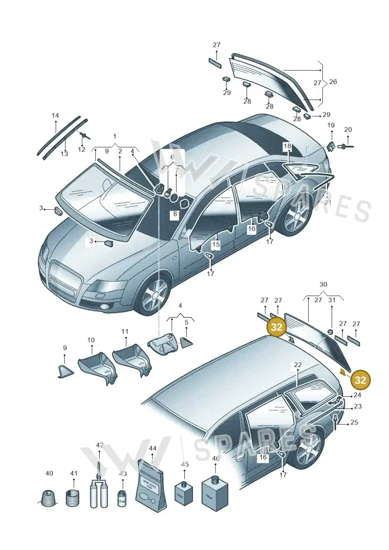 443845237D — Audi A4 Av. Allroad (2008-2016) diagram 636845000, position 32
