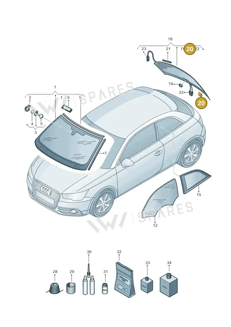 443845237D — Audi A1 Sportback (2014-2018) diagram 792845000, position 20