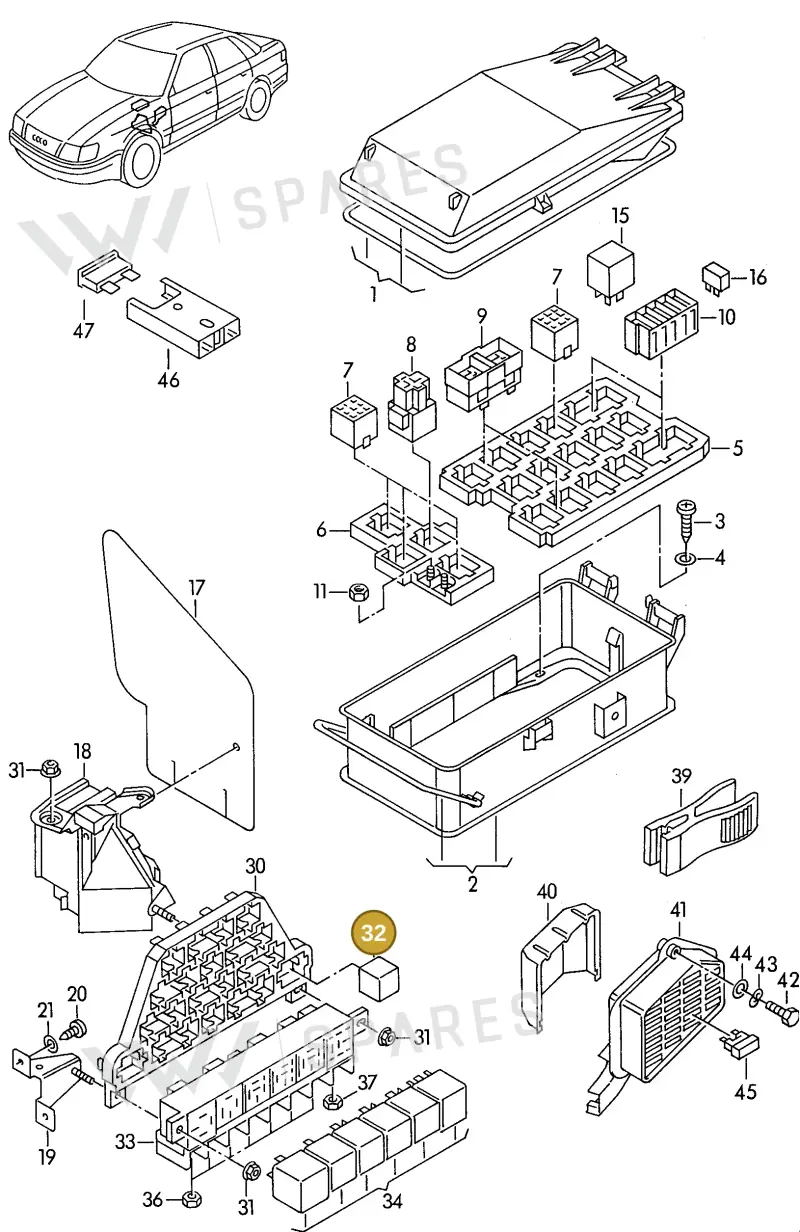 443951307B — Audi 100/Wagon         94 (1993-1994) diagram 118937200, position 32