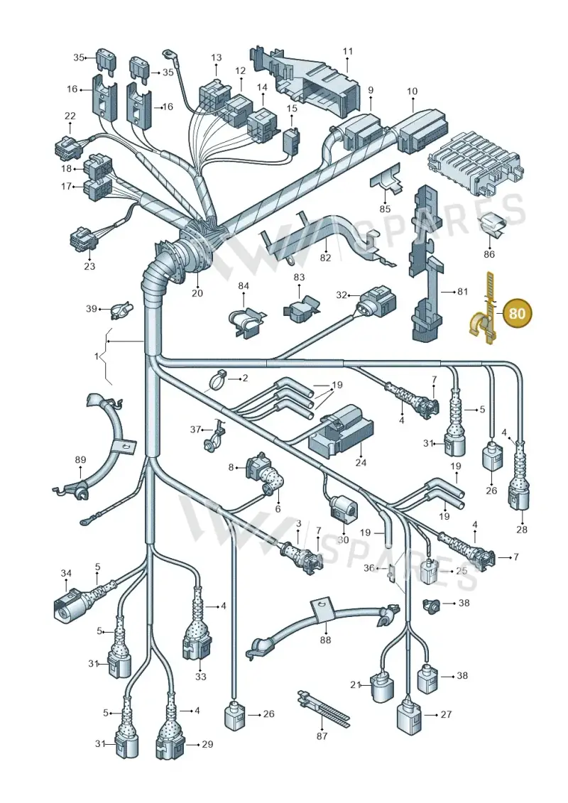 4A0121093 — Audi A4/S4 Cabrio./qu. (2002-2006) diagram 249971350, position 80