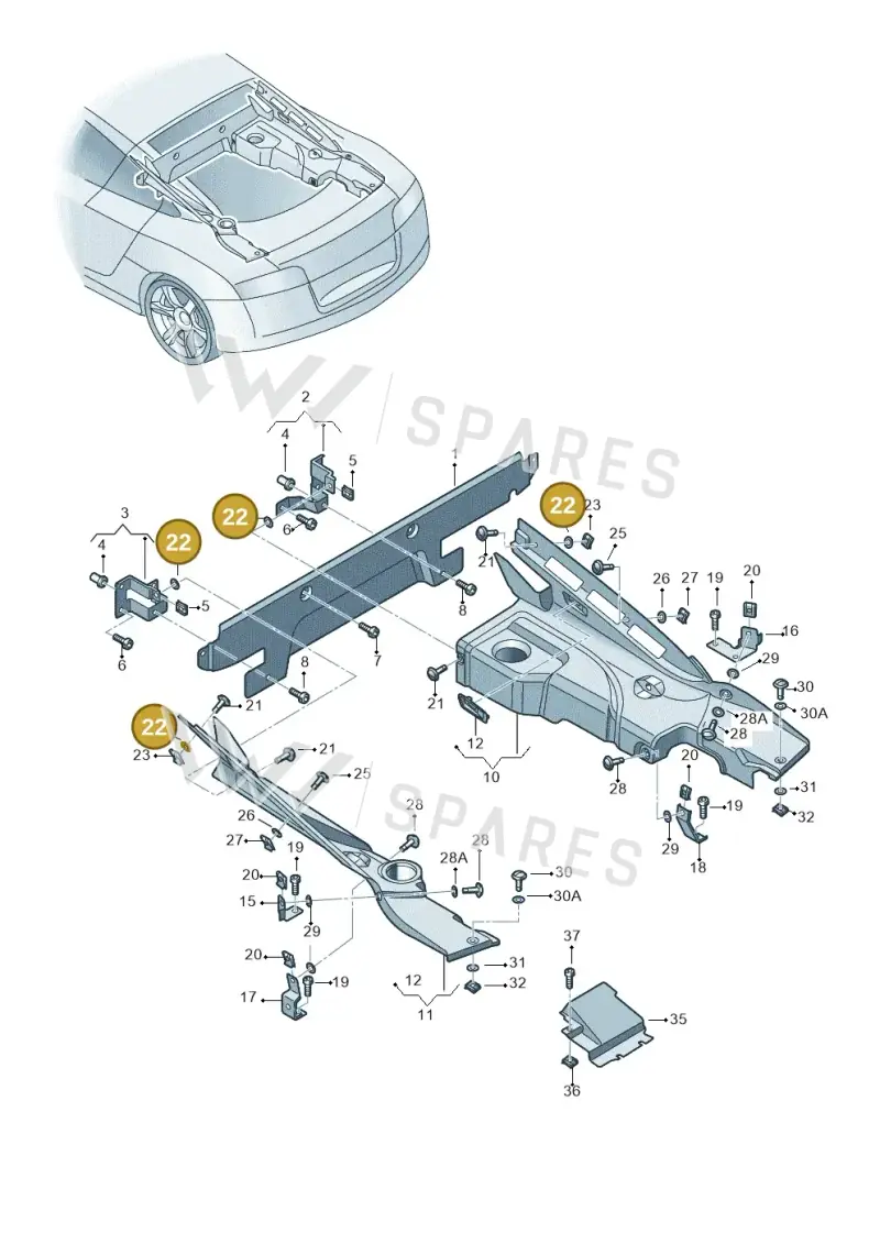 4A0805137A — Audi R8 qu. 5.2 (2012-2015) diagram 752863300, position 22