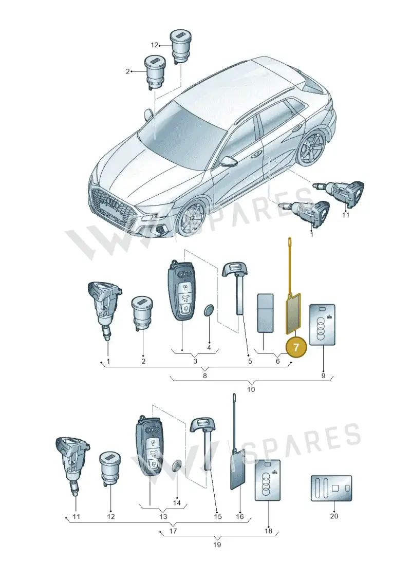 4A0837244B — Audi A3 Sportback (2019-2021) diagram 596837010, position 7