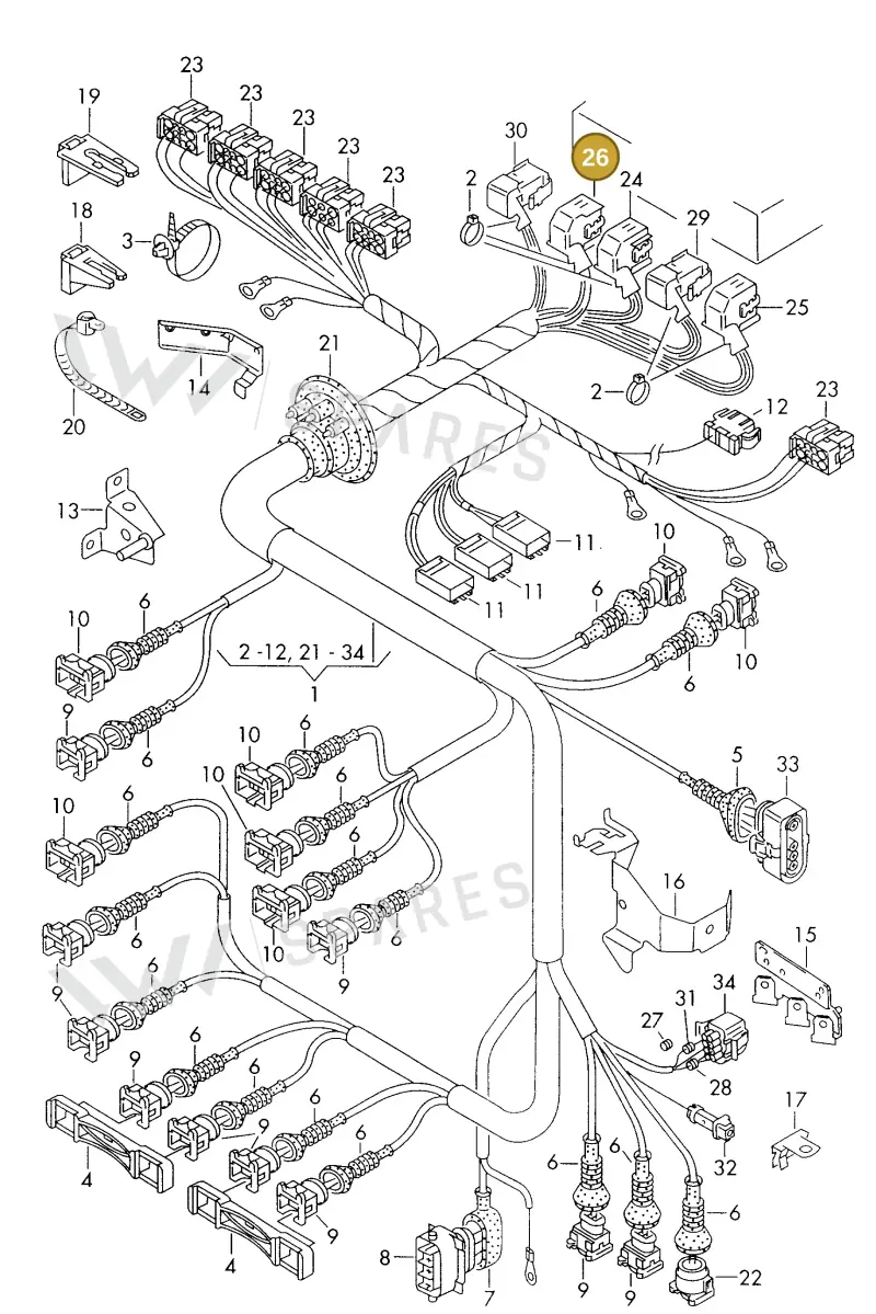 4A0972603A — Audi A6/S6/Wg.qu.F>4A (1996-1997) diagram 168971160, position 26