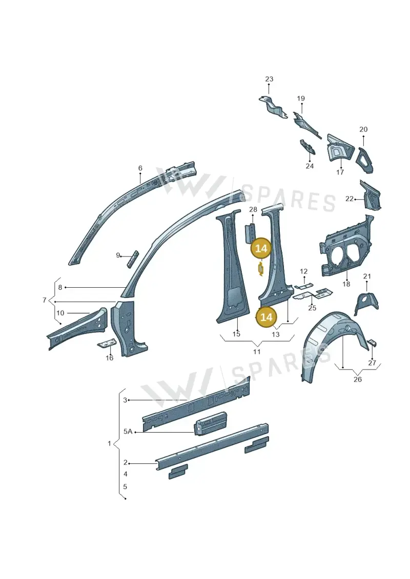 4B0809237B — Audi A1 Sportback (2014-2018) diagram 708809000, position 14