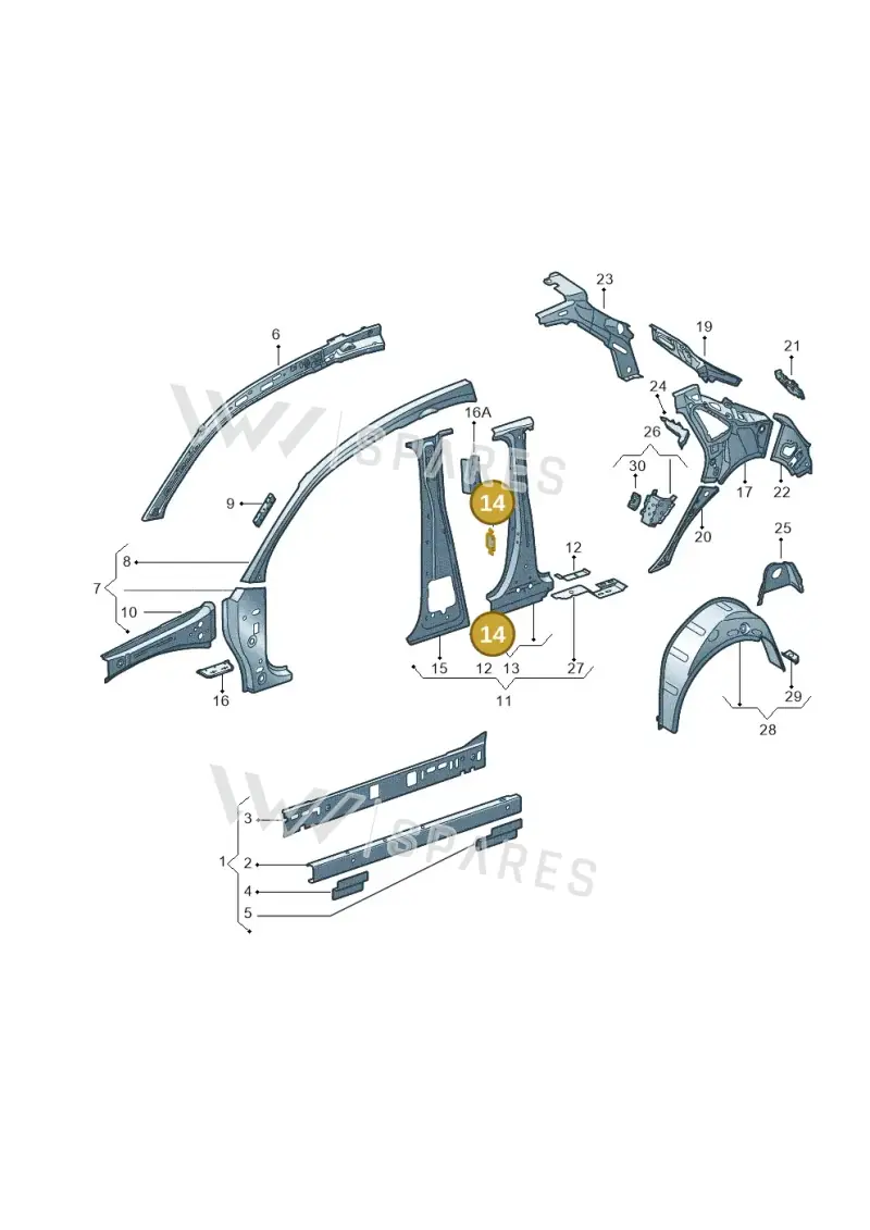 4B0809237B — Audi A1 Sportback (2014-2018) diagram 708809050, position 14
