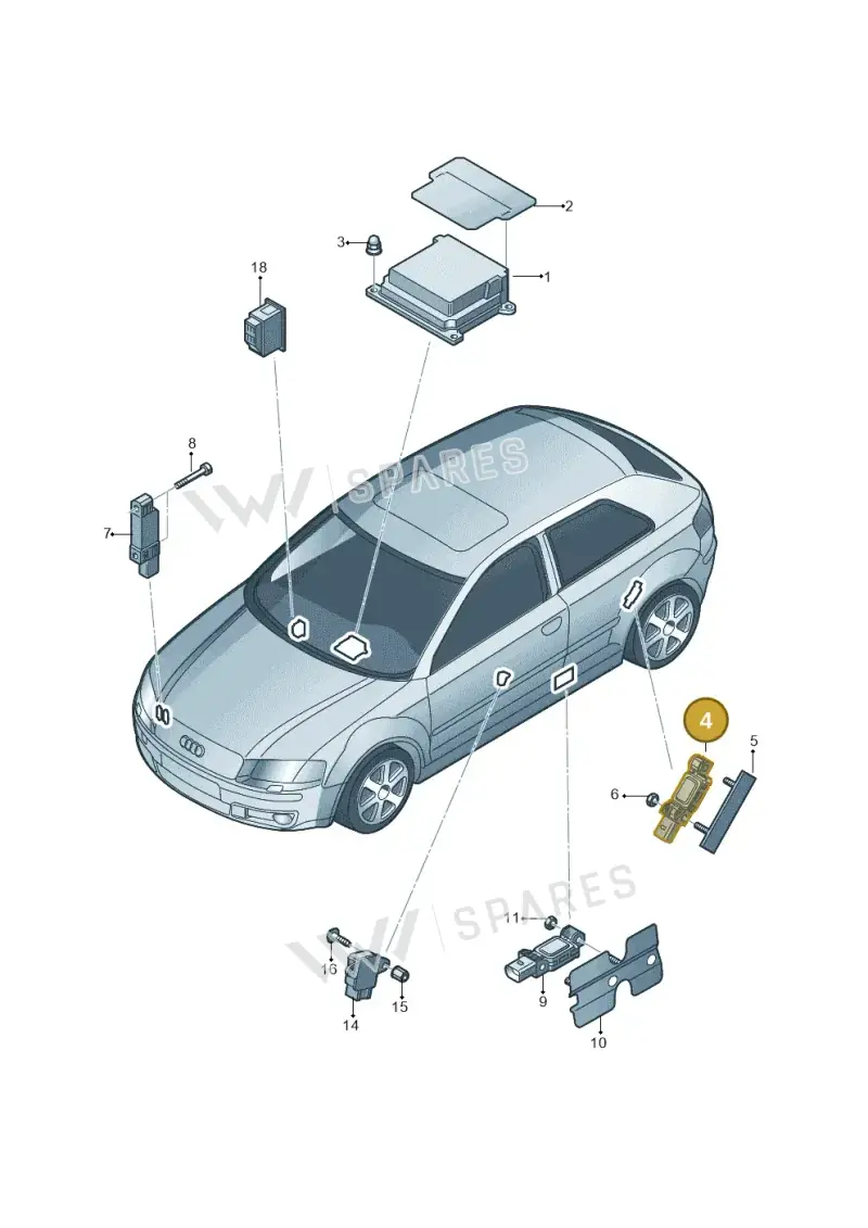 4B0959643D — Audi A3/S3/Sportb./qu. 08 (2007-) diagram 412959300, position 4