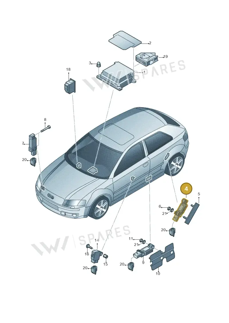 4B0959643D — Audi RS3 Sportback (2011-2012) diagram 646959300, position 4