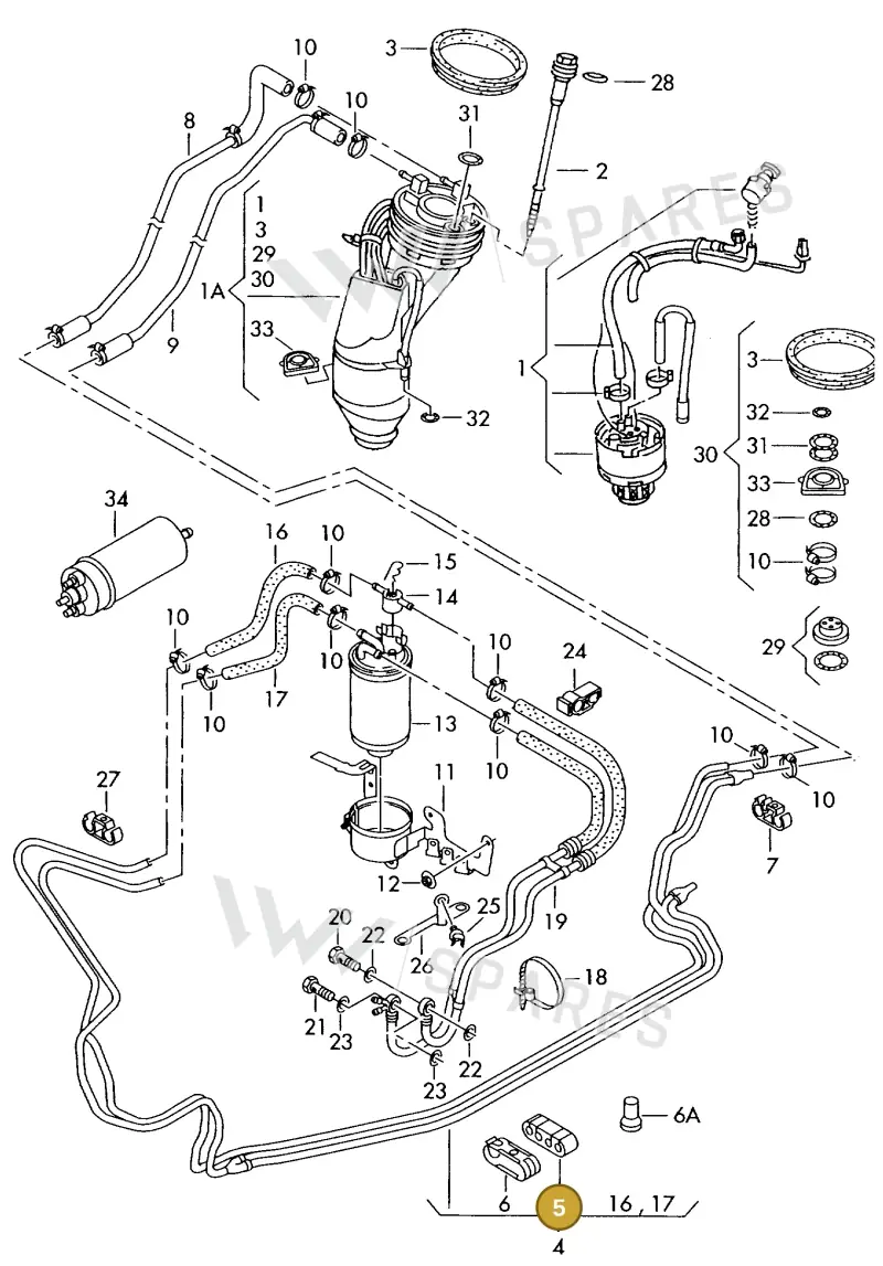 4D0201245G — Audi A8 quattro (1999-2002) diagram 153201700, position 5