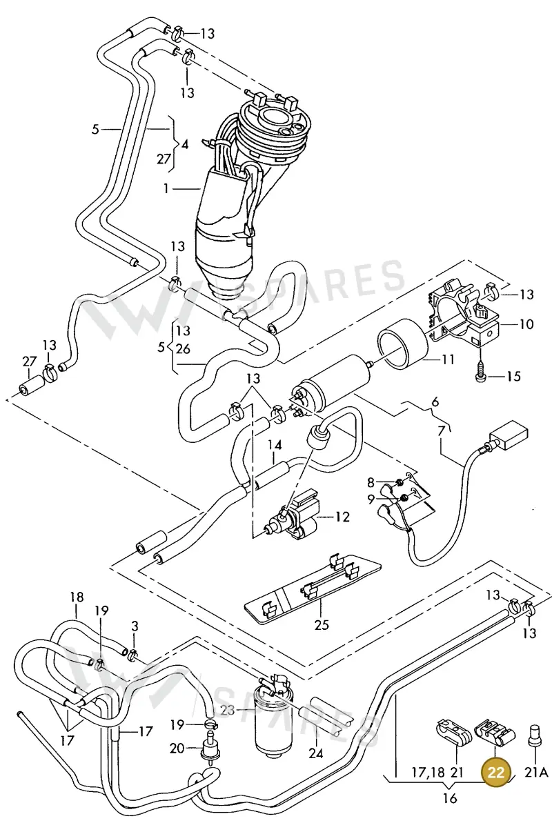 4D0201245G — Audi A8 quattro (1999-2002) diagram 257201750, position 22