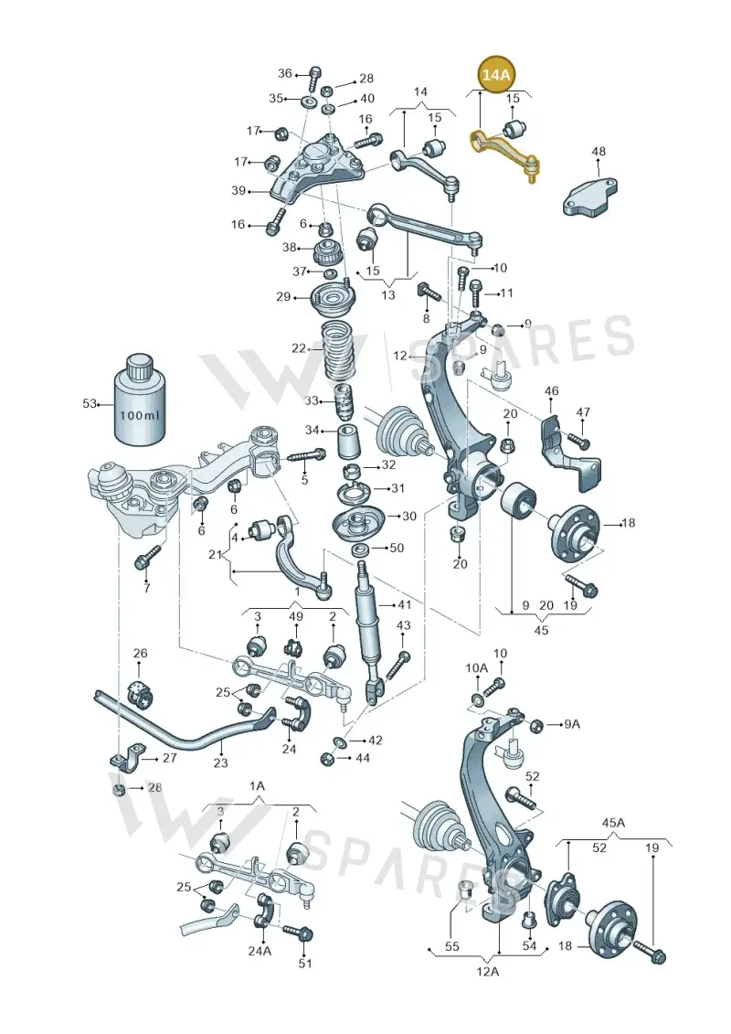 4D0407510J — Audi A4/Avant F8D-W-> (1997-1998) diagram 156407100, position 14A