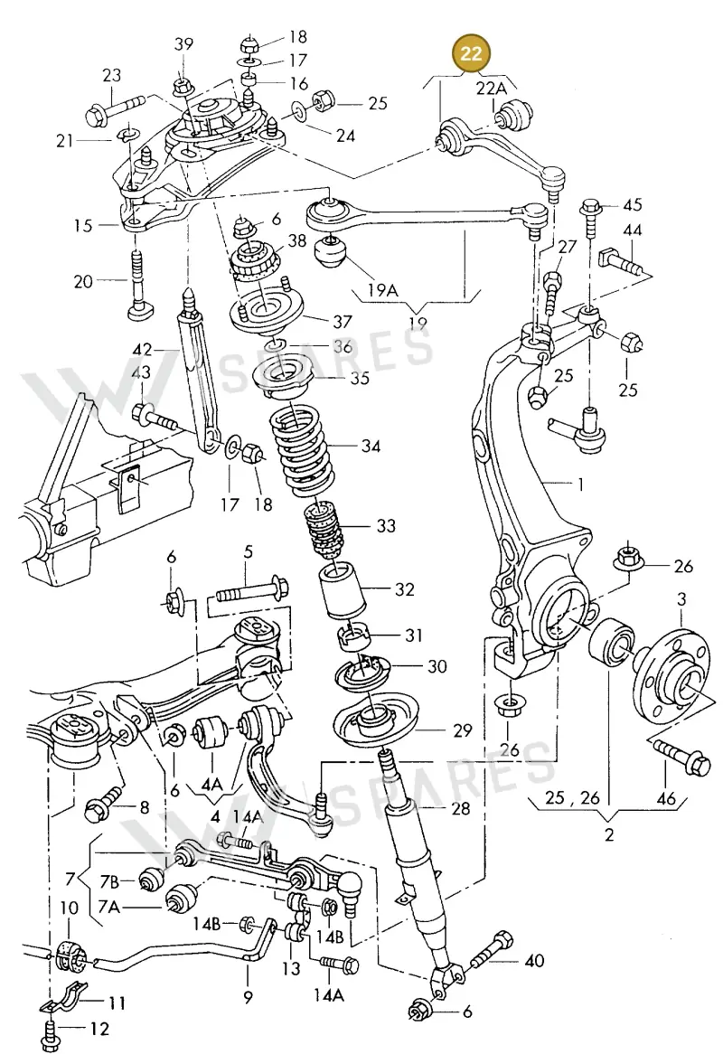 4D0407510J — Audi A8 quattro (1999-2002) diagram 152407100, position 22
