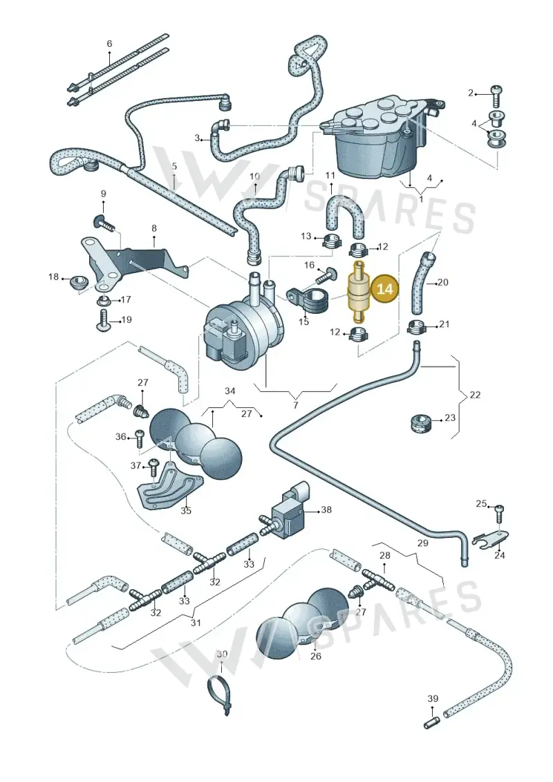 4D0906321C — Audi R8 qu. 5.2 (2012-2015) diagram 618201600, position 14