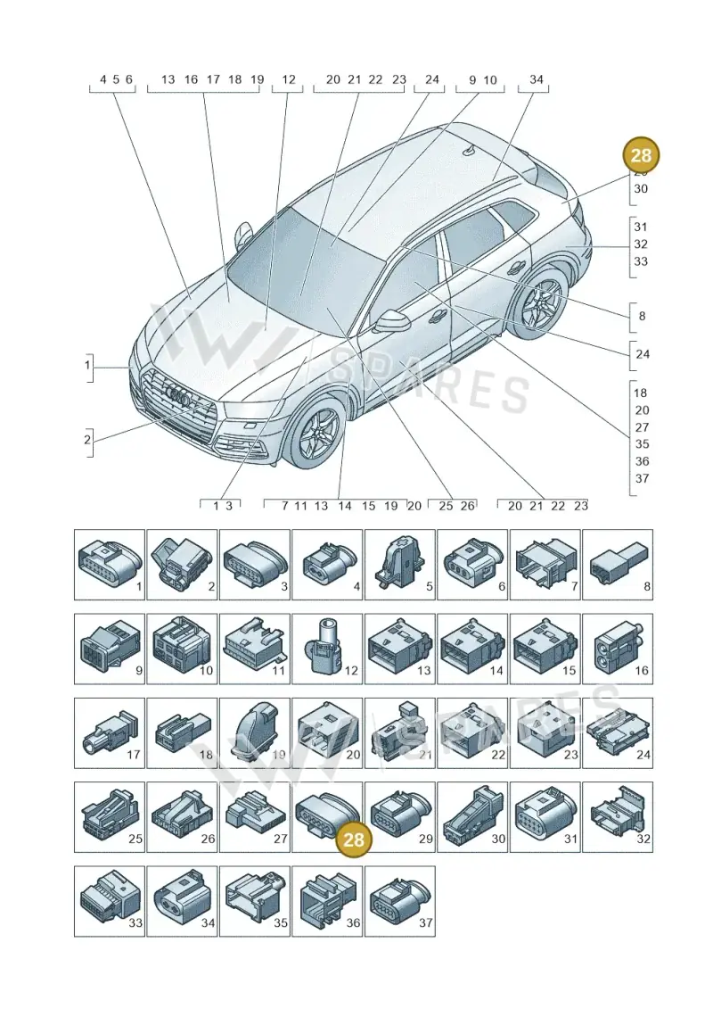 4D0973725 — Audi Q5 (2016-2020) diagram 896971790, position 28