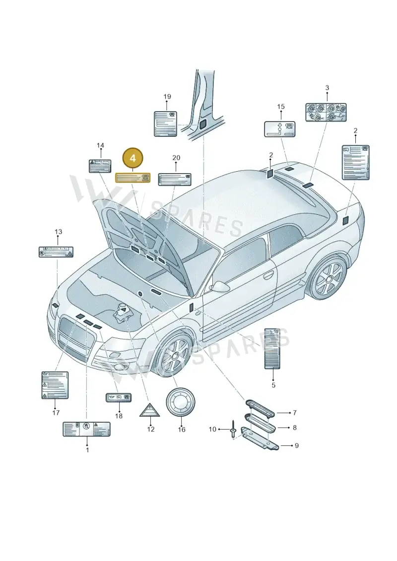4E0010516J — Audi A8/S8/qu. lang    08> (2007-) diagram 492010050, position 4
