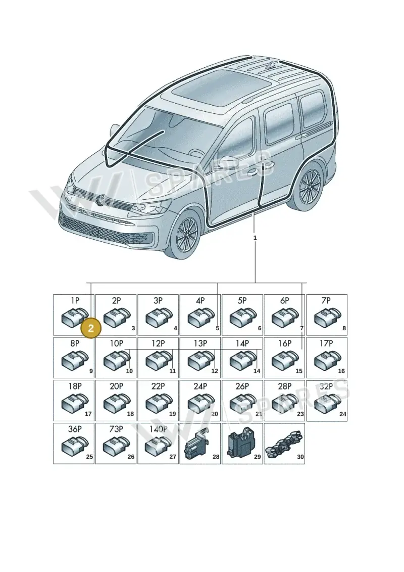 4E0035750B — Volkswagen Caddy Maxi (2020-2025) diagram 2ka971090, position 2