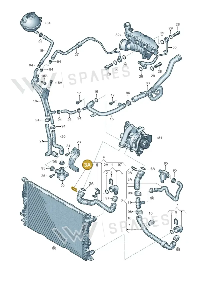 4E0121142 — Audi Q3 2.0 TDI (2014-2019) diagram 728121400, position 3A
