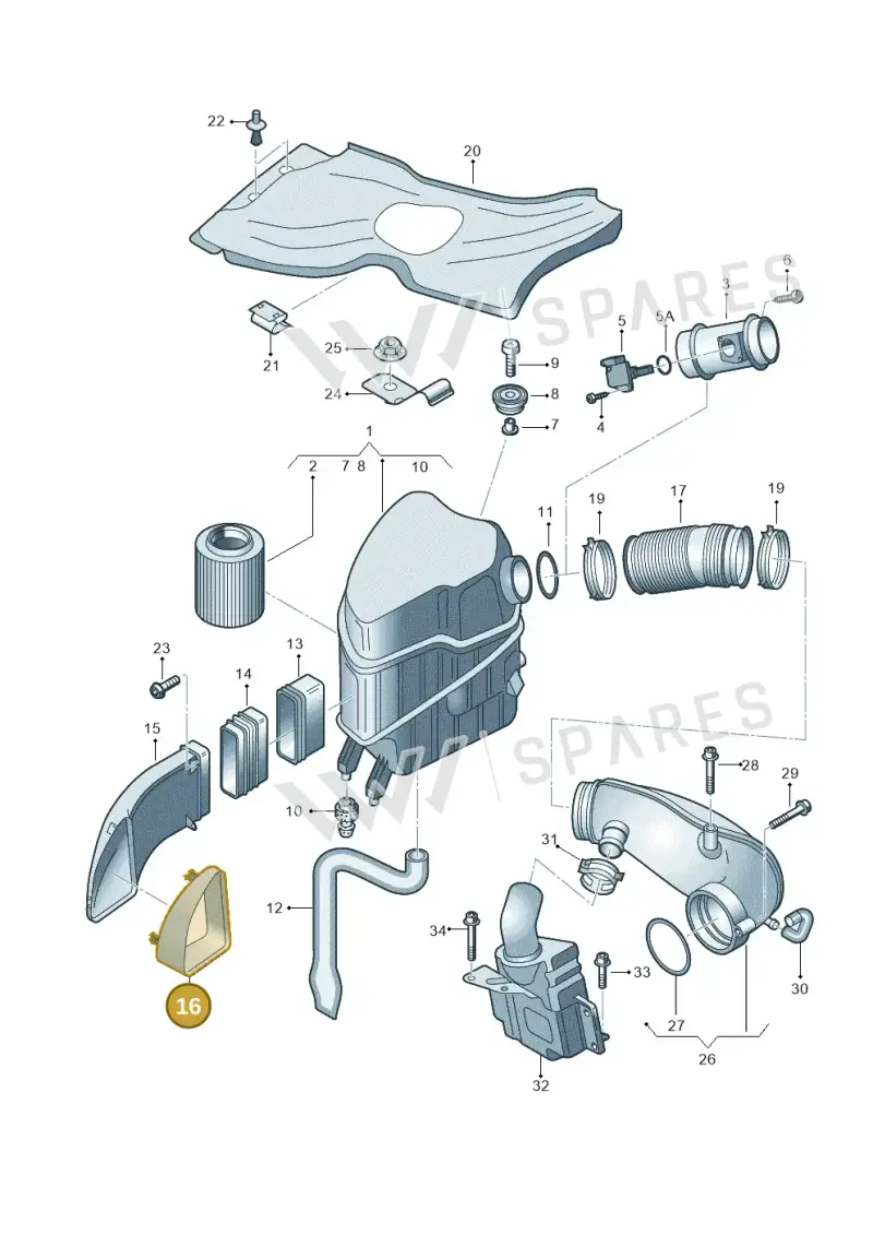 4E0129617P — Audi A8/S8/qu. lang (2003-2007) diagram 291133050, position 16