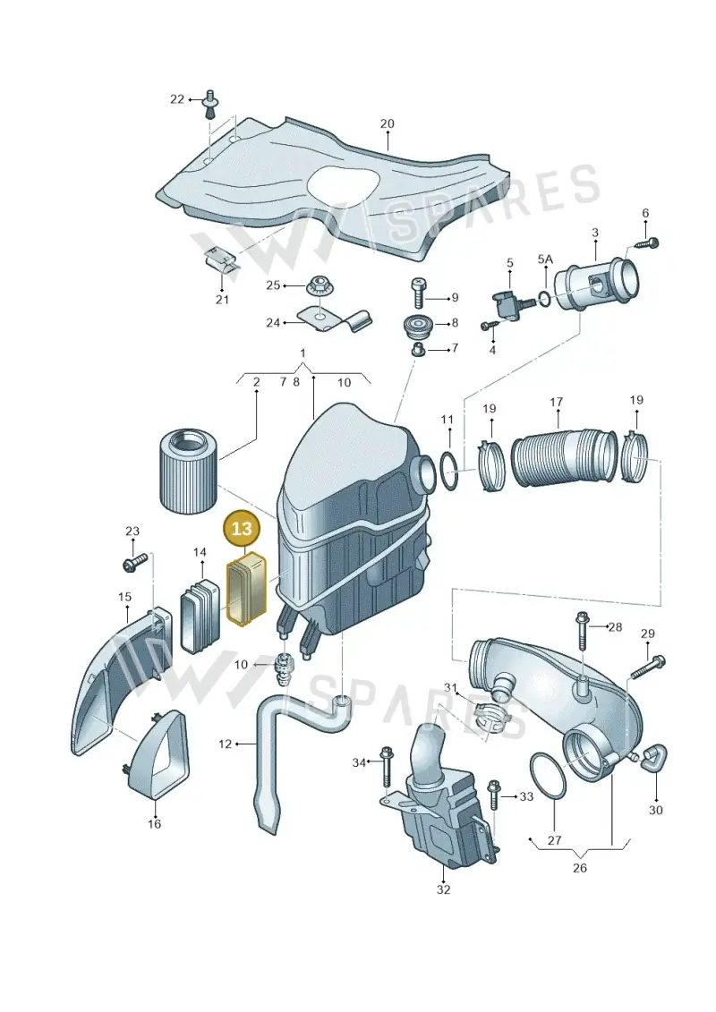 4E0129627K — Audi A8/S8/qu. lang (2003-2007) diagram 291133050, position 13