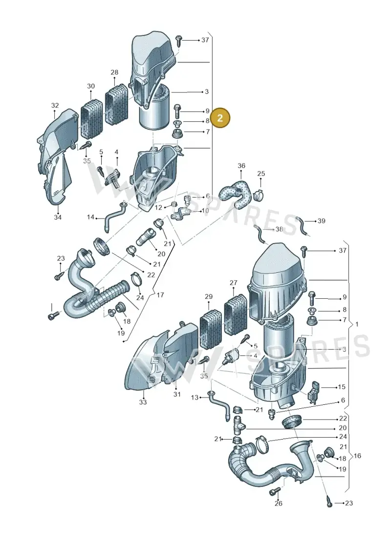 4E0133838D — Audi A8/S8/qu. lang    08> (2007-) diagram 291129350, position 2