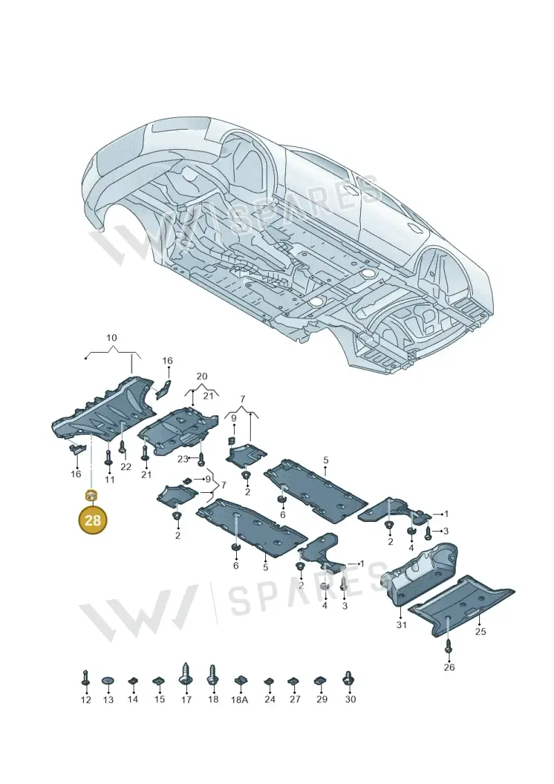 4E0261345 — Audi A8L qu. 3.0 TDI (2013-2018) diagram 696825100, position 28