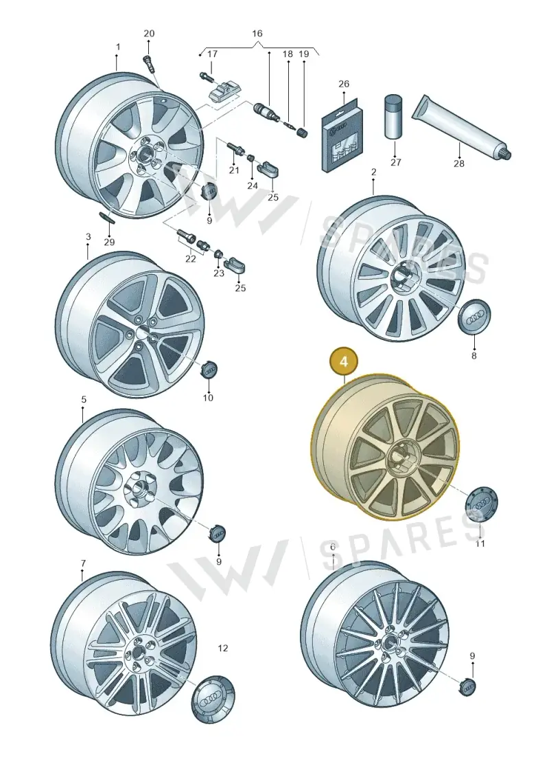 4E0601025AB1H7 — Audi A6/S6/Avant/qu.   05> (2004-) diagram 448601800, position 4