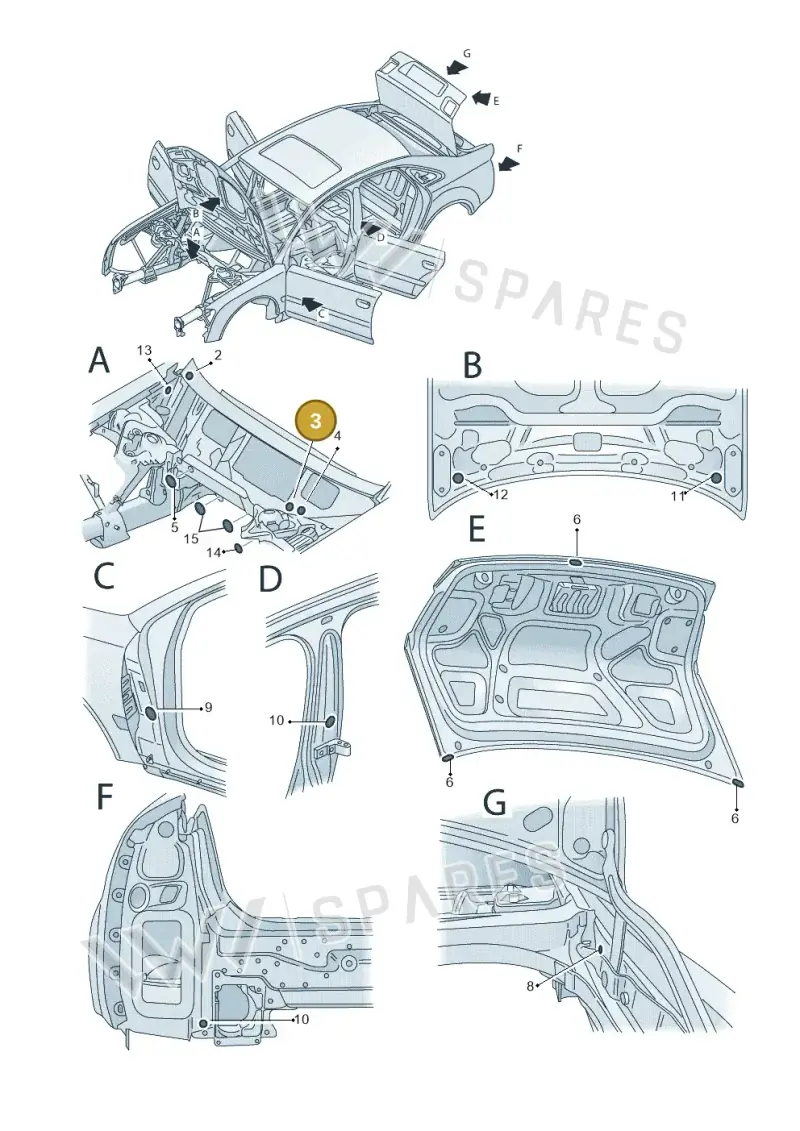 4E0805227D — Audi A8/S8/qu. lang    08> (2007-) diagram 291803900, position 3
