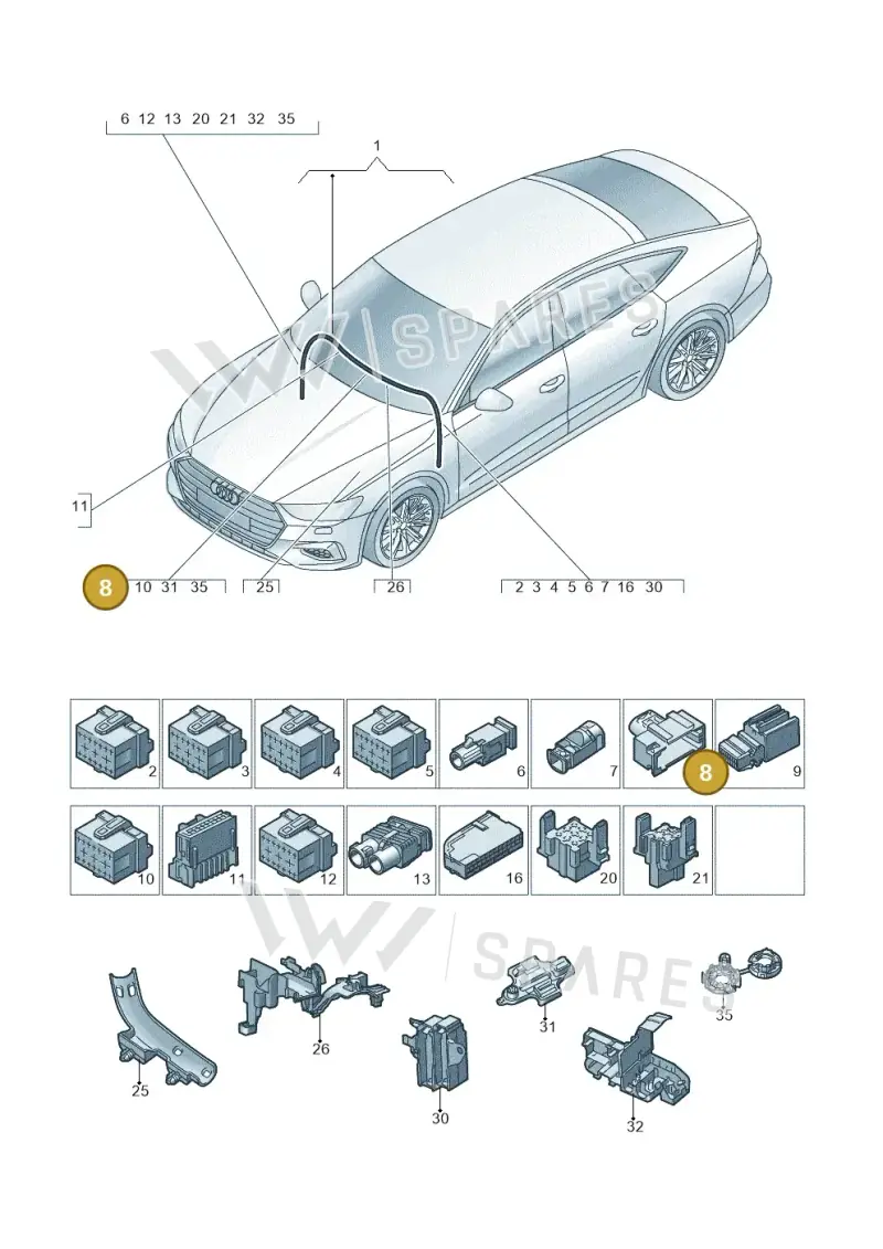 4E0973302 — Audi RS7 Sportback (2019-) diagram 435971900, position 8