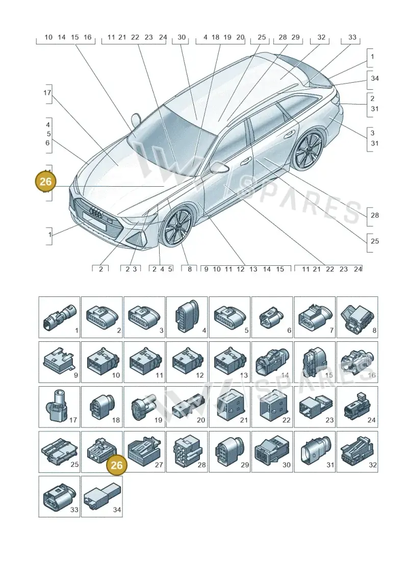 4E0973302 — Audi RS6 Avant (2019-) diagram 537971820, position 26