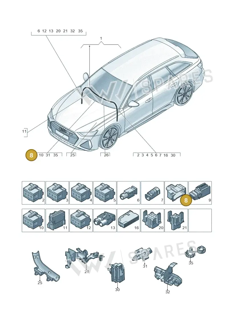 4E0973302 — Audi RS6 Avant (2019-) diagram 537971900, position 8