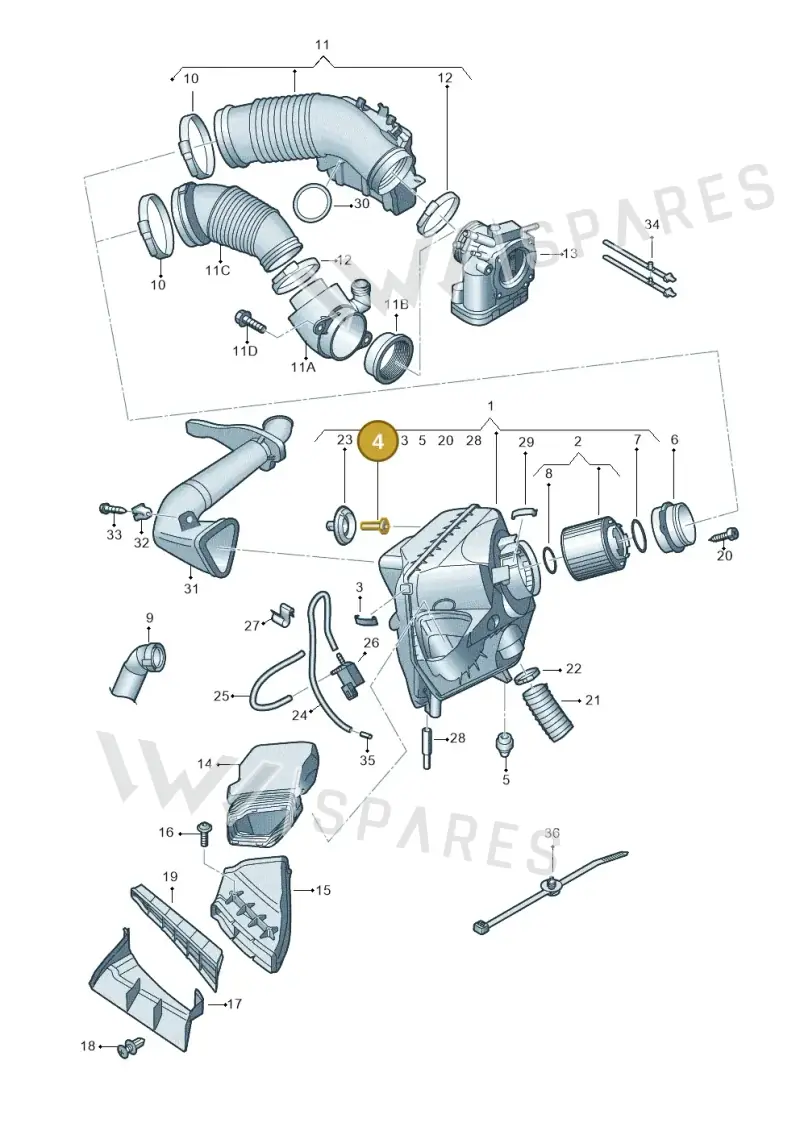 4F0129557 — Audi A6 2.7 TDI (2008-2011) diagram 448133400, position 4