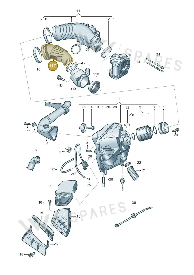 4F0129627C — Audi A6 2.7 TDI (2008-2011) diagram 448133400, position 11C